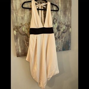 NWT BCBGMaxAzria Draped Halter Dress Ivory Black